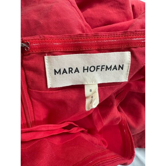 MARA HOFFMAN Augustina Dress Red Linen Size 8 - Picture 6 of 8